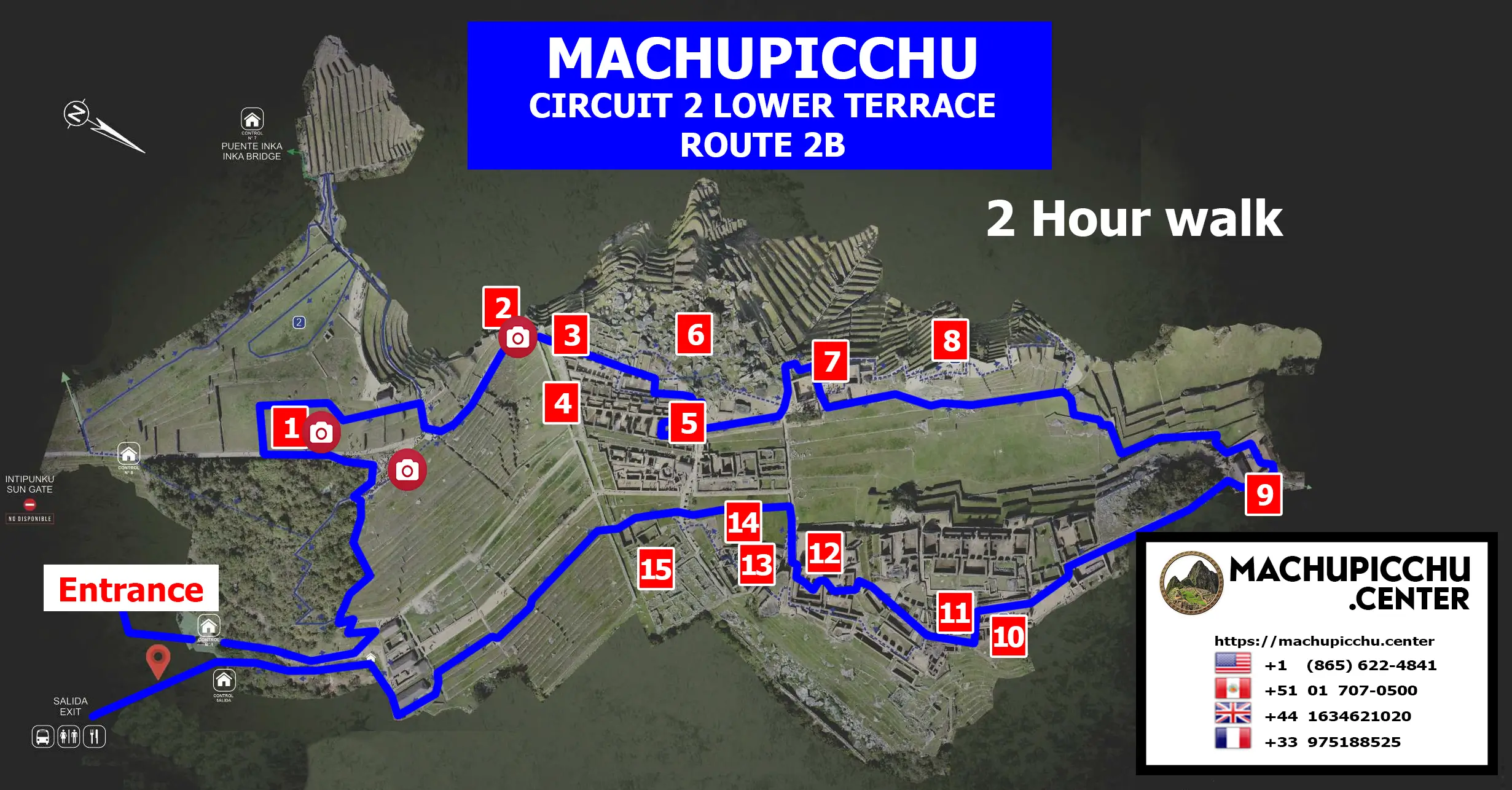 Machu Picchu Circuit 2B Lower Terrace map